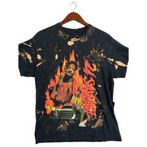 NBA YoungBoy Never Broke Again Graphic T-Shirt Black Bleach Distressed Sz L